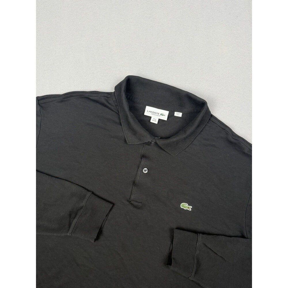 Lacoste Shirt Mens 8 3XL Black Long Sleeve Polo Cotton Casual Preppy